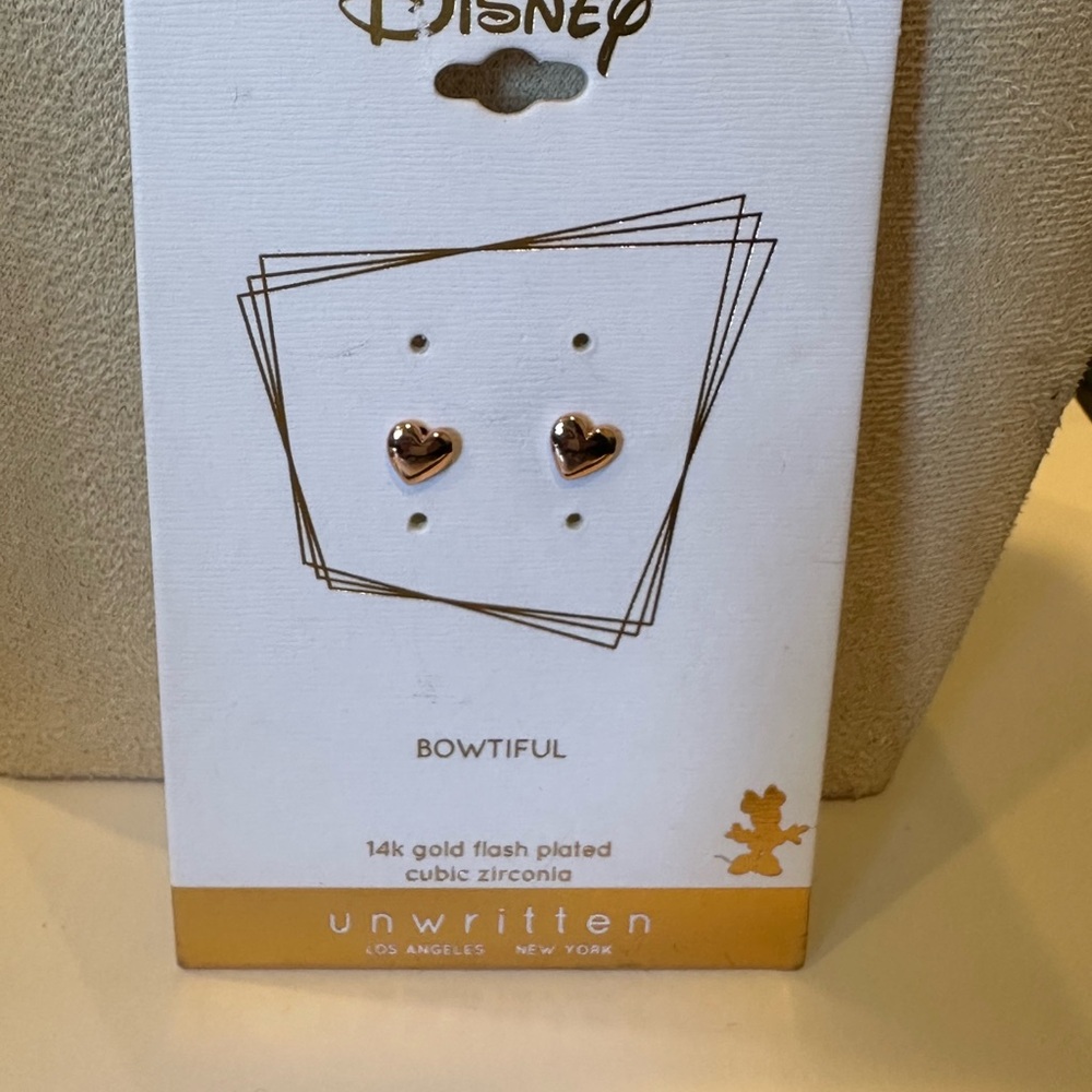 Disney Unwritten Rose Gold Heart Earrings